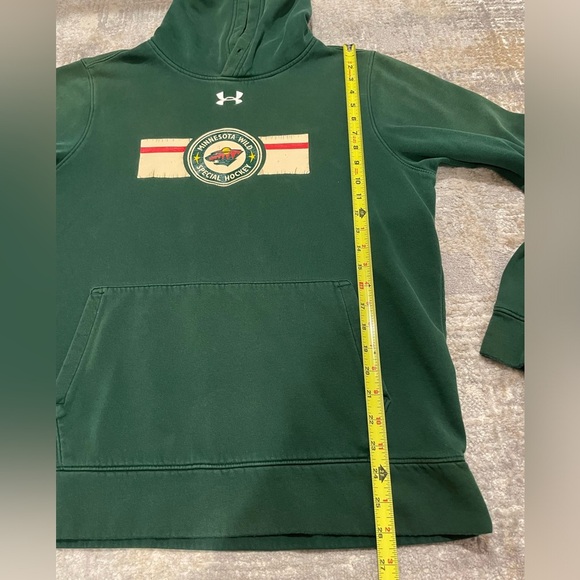 Under Armour Coldgear Green MN Wild Hoodie Sweatshirt Medium Unisex Hockey - Picture 4 of 7
